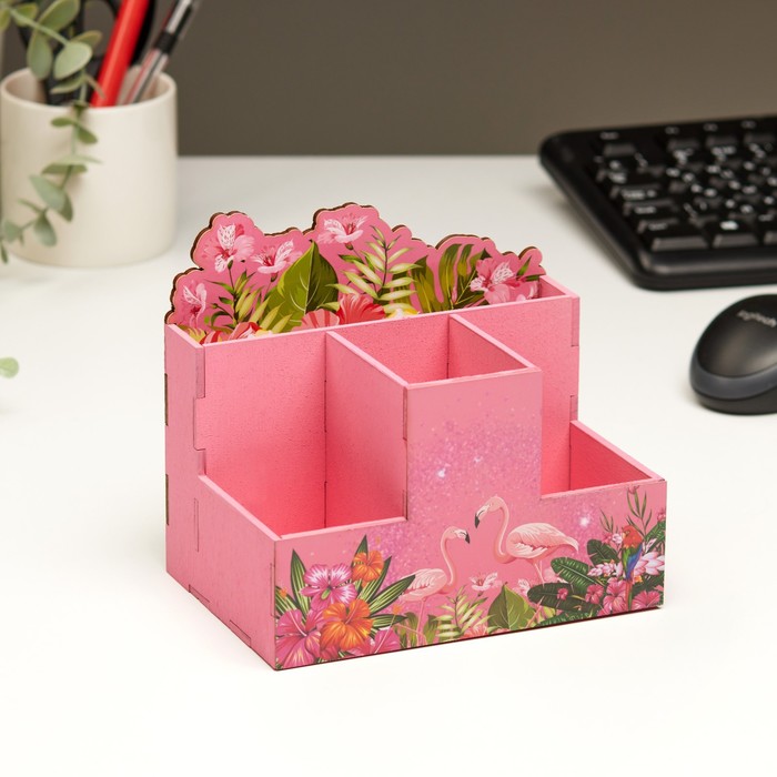 фото Органайзер для канцелярии "фламинго" 4 отделения 15х10х14 дарим красиво