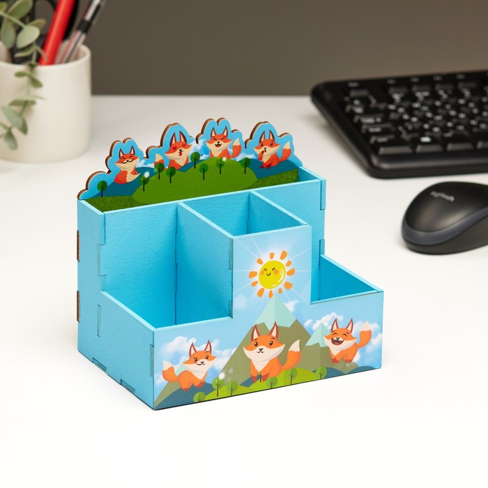 фото Органайзер для канцелярии "лисята" 4 отделения 15х10х14 дарим красиво