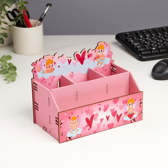 фото Органайзер для канцелярии "купидончики" 4 отделения 21х11х14,5 дарим красиво