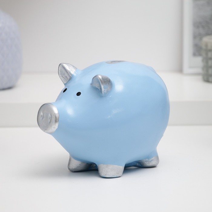 Копилка "Свинка с серебряным пятачком" голубая 12х16х12см
Копилка "Свинка с серебряным пятачком" голубая 12х16х12см