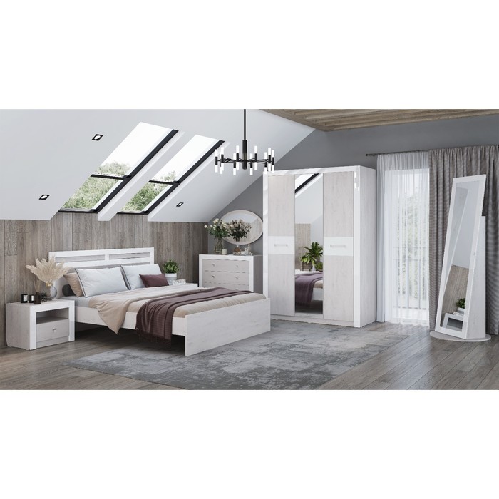 фото Кровать «амели №1.1», 900×2000 мм, без основания, цвет ясень анкор светлый / белый глянец алисия