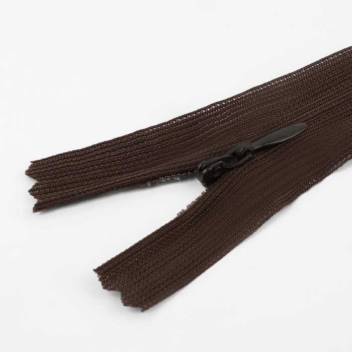 фото Молния потайная, №3, неразъёмная, замок автомат, 18 см, цвет коричневый