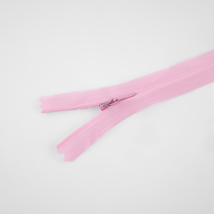 фото Молния потайная, №3, неразъёмная, замок автомат, 20 см, цвет розовый