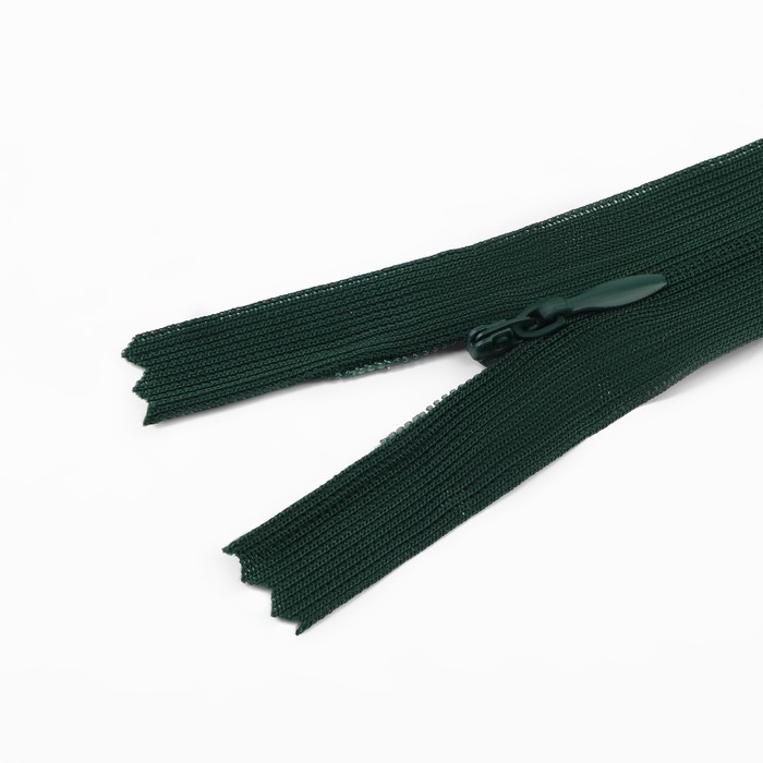 фото Молния потайная, №3, неразъёмная, замок автомат, 20 см, цвет изумрудный