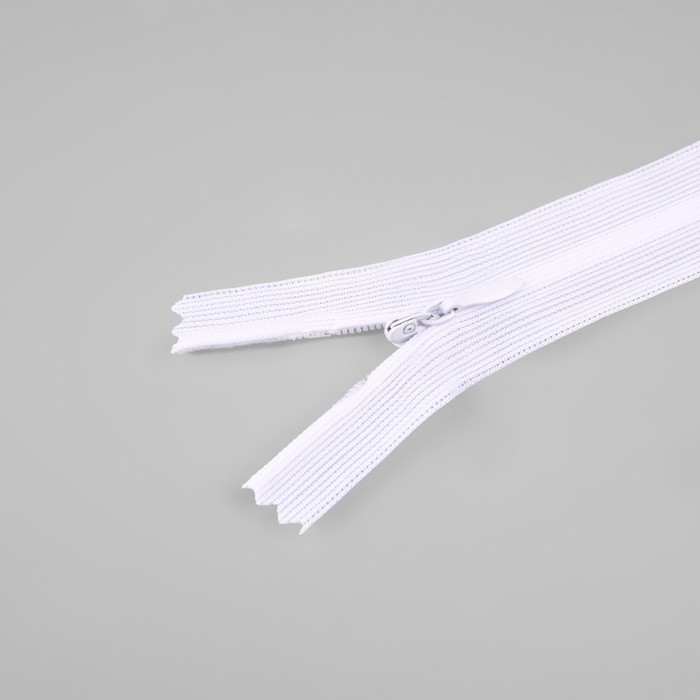 фото Молния потайная, №3, неразъёмная, замок автомат, 25 см, цвет белый