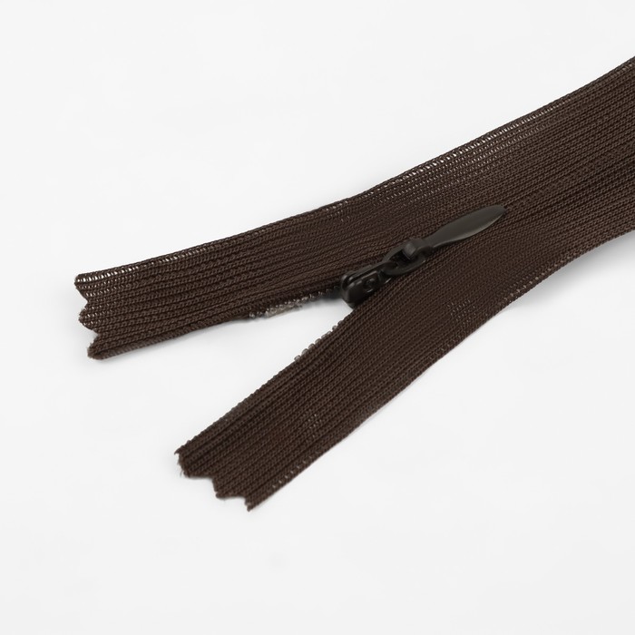 фото Молния потайная, №3, неразъёмная, замок автомат, 25 см, цвет коричневый