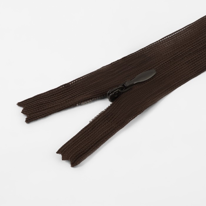 фото Молния потайная, №3, неразъёмная, замок автомат, 40 см, цвет коричневый