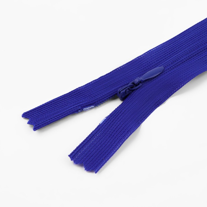 фото Молния потайная, №3, неразъёмная, замок автомат, 50 см, цвет электрик