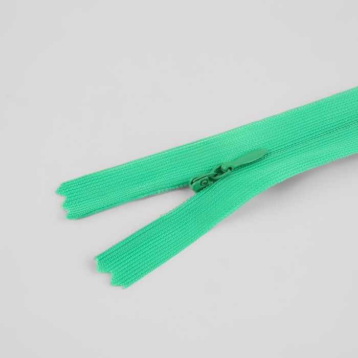 фото Молния потайная, №3, неразъёмная, замок автомат, 50 см, цвет зелёный