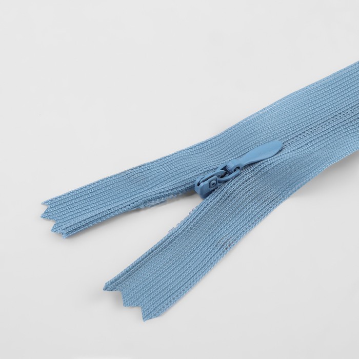 фото Молния потайная, №3, неразъёмная, замок автомат, 60 см, цвет голубой