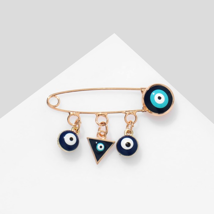 фото Булавка-оберег "женский", 3 подвески 3,5см, цветная в золоте queen fair