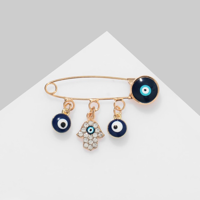 фото Булавка-оберег "поддержка", 3 подвески, 3,5см, цветная в золоте queen fair