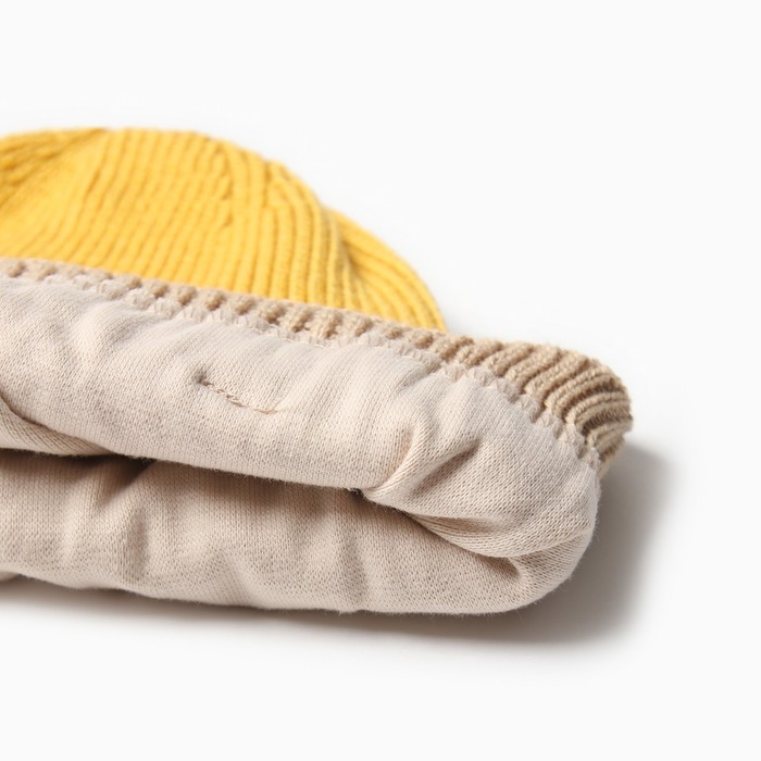 фото Шапка детская minaku р-р 52-54, цвет горчичный/бежевый