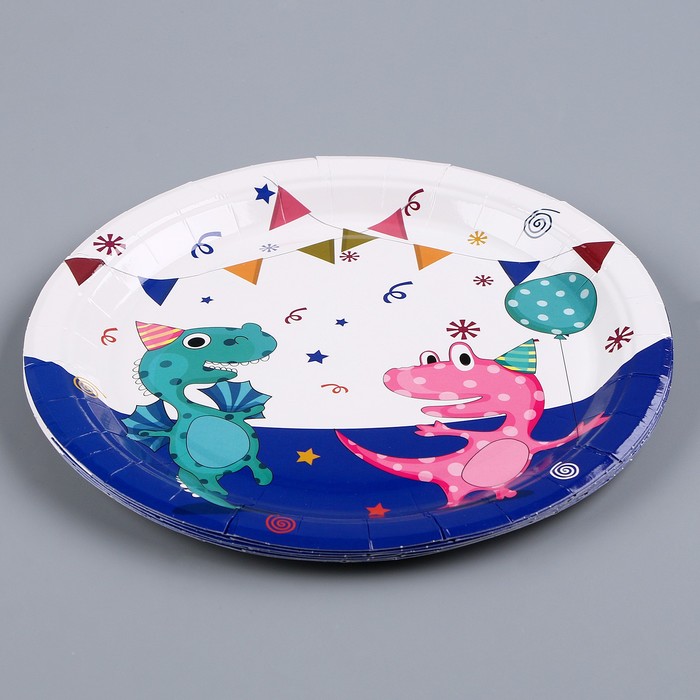 фото Тарелка бумажная «счастливые динозаврики», в наборе 6 шт. страна карнавалия