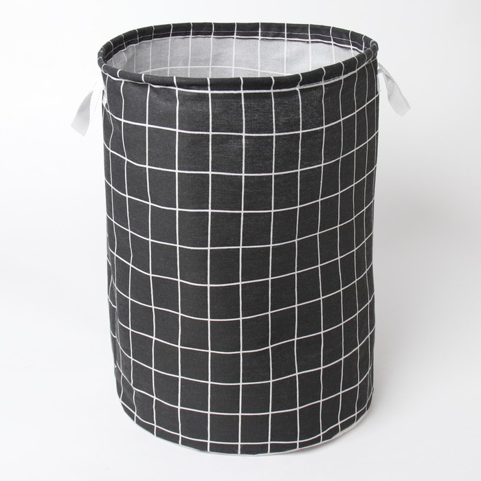 фото Корзина текстильная доляна клетка цв.черный,40*35 см