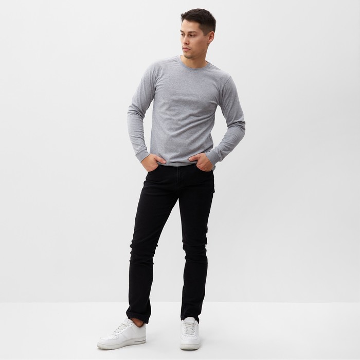 фото Лонгслив мужской однотонный, цвет светло-серый, размер 56