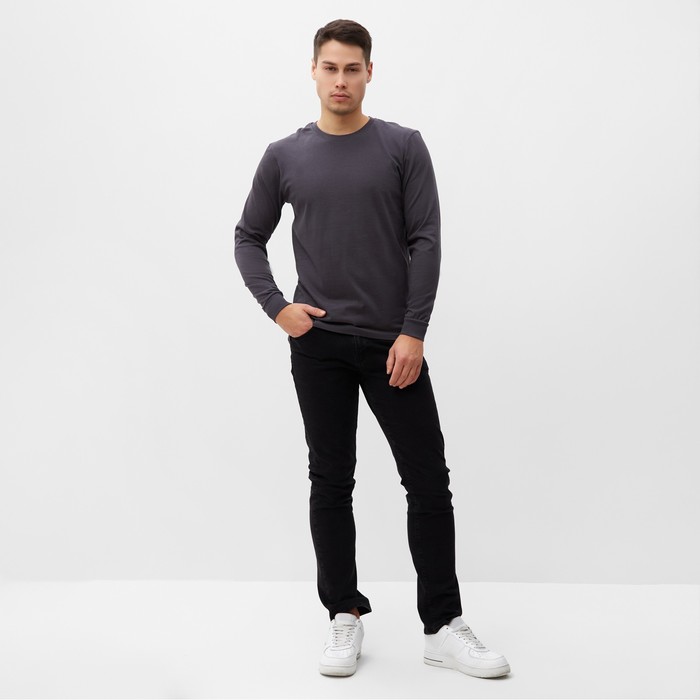 фото Лонгслив мужской однотонный, цвет графит, размер 50