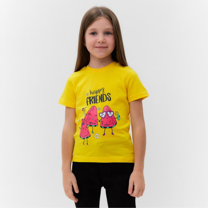 Футболка для девочки, цвет жёлтый/арбузики, рост 98-104 см 
Футболка для девочки, цвет жёлтый/арбузики, рост 98-104 см