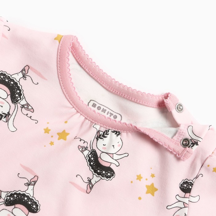 фото Лонгслив детский, цвет розовый/киса, рост 80 см bonito