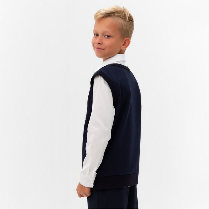 фото Жилетка для мальчика minaku: school collection, цвет тёмно-синий, рост 134 см
