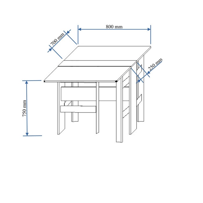 фото Стол-книжка, 800х200/1650х750, ясень шимо темный