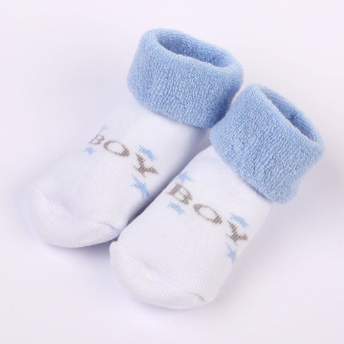фото Набор носков для новорождённых 2 пары (4 шт.), махровые от 0 до 6 мес., цвет голубой uviton