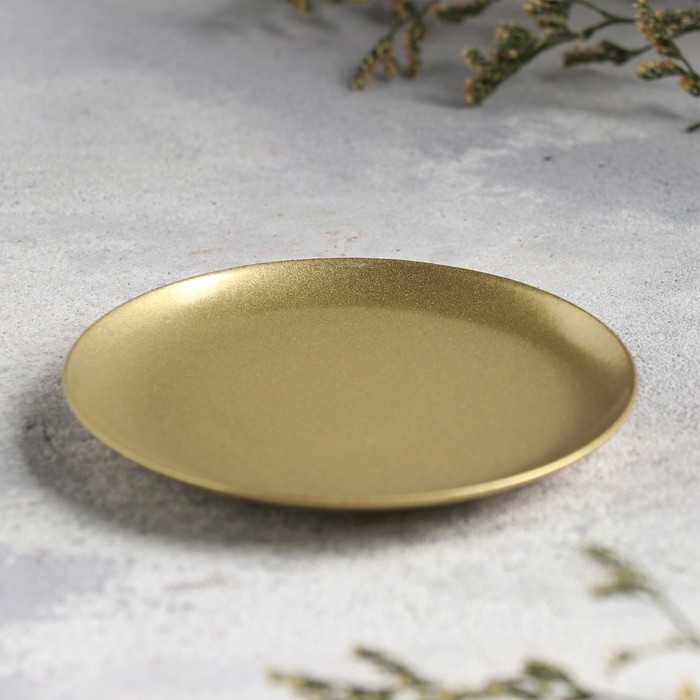 фото Подсвечник "тарелка 76" металл на одну свечу, 7,6х7,6 см, золотой