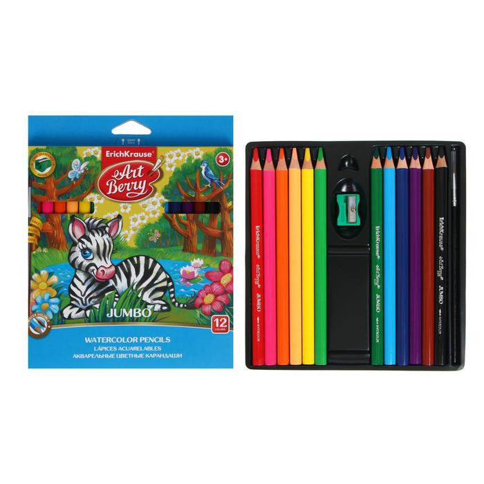 Карандаши акварельные 12 цветов ErichKrause ArtBerry Jumbo, утолщённые, трёхгранные, супермягкие, с точилкой и кисточкой, грифель 5 мм
Карандаши акварельные 12 цветов ErichKrause ArtBerry Jumbo, утолщённые, трёхгранные, супермягкие, с точилкой и кисточкой, грифель 5 мм