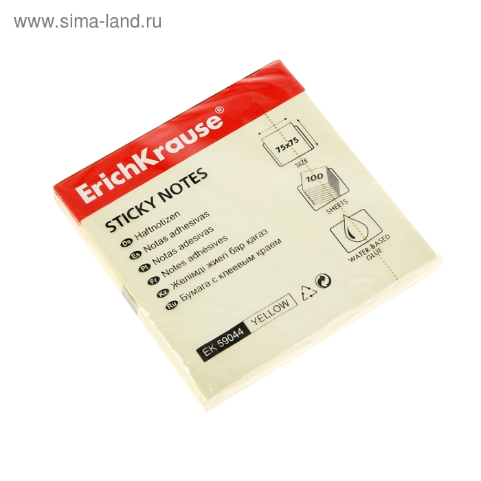 Блок бумаги с липким краем ErichKrause Pastel, 75 х 75 мм, 100 листов, жёлтый
Блок бумаги с липким краем ErichKrause Pastel, 75 х 75 мм, 100 листов, жёлтый