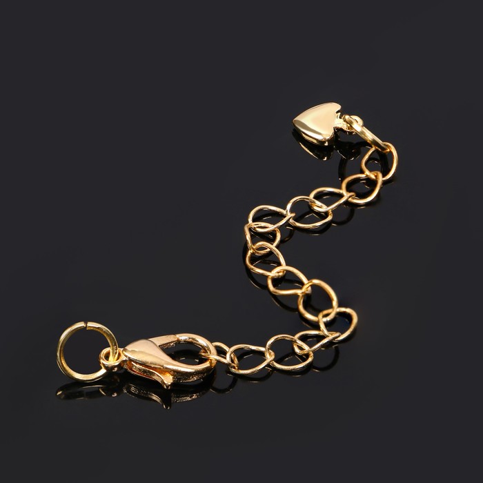 фото Замок-карабин родированный 1,2*0,5см "сердечко" с удлинителем 5,5см, цвет золото queen fair