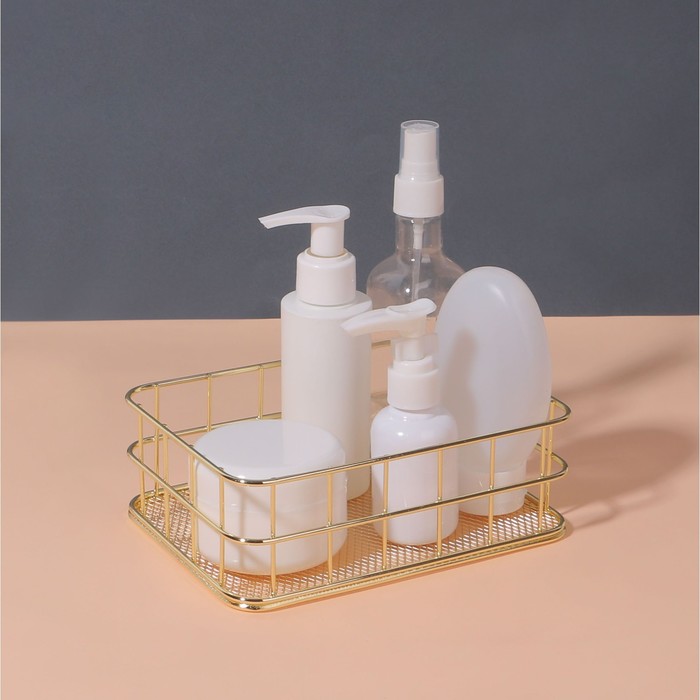 фото Органайзер для хранения косметических принадлежностей «рафаэль», 17 × 12 × 6 см, цвет золотистый queen fair