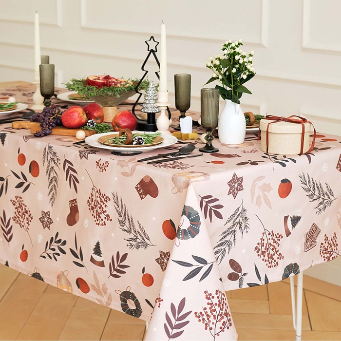 фото Скатерть этель «новогодние украшения», 149х220 см, 100% хл, саржа 190 г/м2