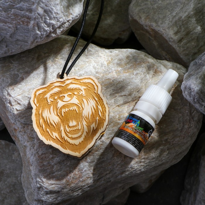 фото Подвеска деревянная медведь + аромамасло апельсин 5 мл, зип-лок grand caratt