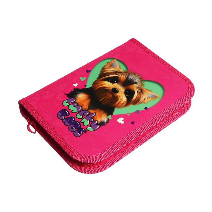 фото Пенал 1 секция 130 х 190 х 30 мм, с откидной планкой, пкк 07-19, lucky dog, ламинированный картон, с эффетом 3d оникс