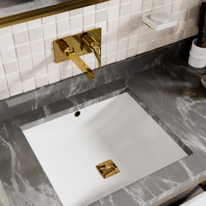 фото Смеситель для раковины wasserkraft sauer 7130, встраиваемый, однорычажный, латунь, золото