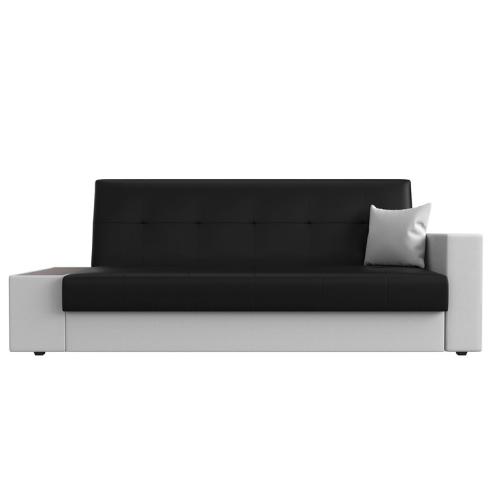 фото Прямой диван «лига 020», механизм книжка, стол слева, экокожа, цвет чёрный / белый