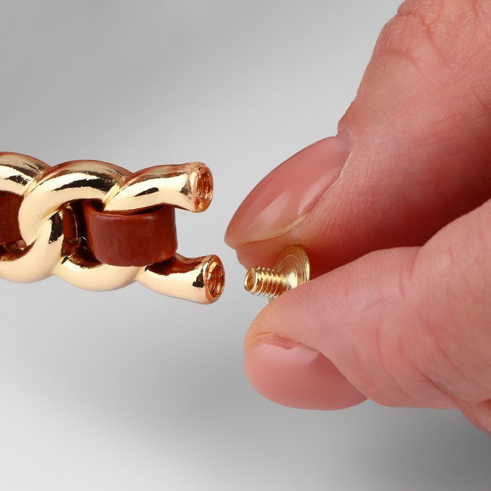 фото Ручка для сумки, металлическая, с винтами для крепления, 12,8 × 6,5 см, цвет золотой/коричневый арт узор