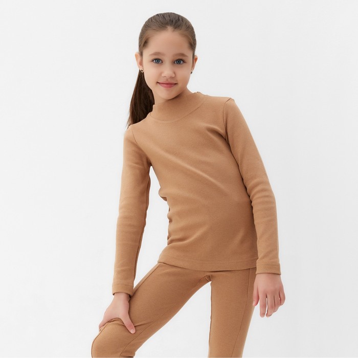 фото Термобелье для девочки (лонгслив, легинсы) цвет бежевый, рост 104 minaku