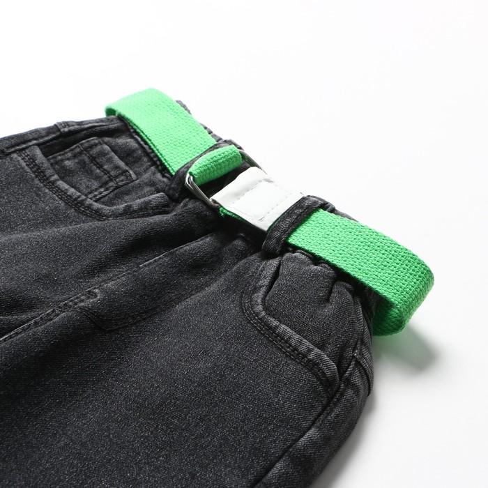 фото Джинсы для девочек, начёс, цвет черный, рост 86 см veresk