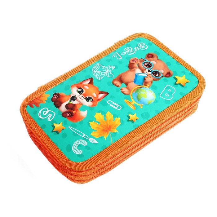 фото Пенал 3 секции, 125 х 205 мм х 55 мм, calligrata 30п26/3 "зверята", ламинированный картон