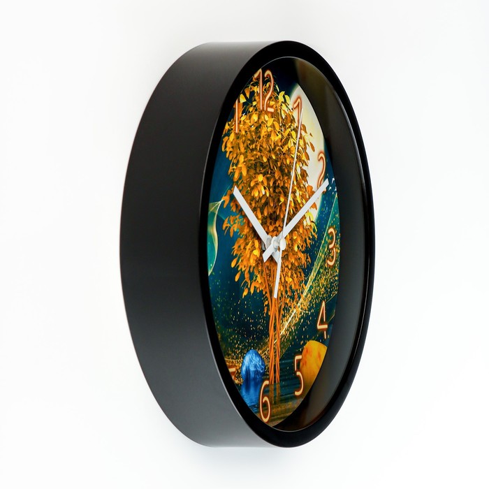 фото Часы настенные "деревья", d-20 см, плавный ход