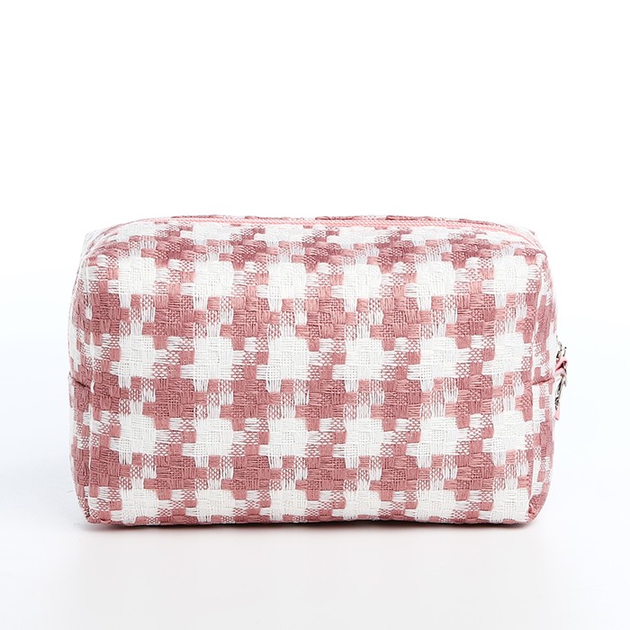 фото Косметичка на молнии, цвет белый/розовый