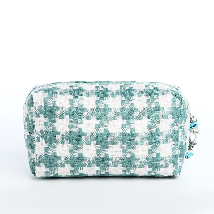 фото Косметичка на молнии, цвет белый/зелёный