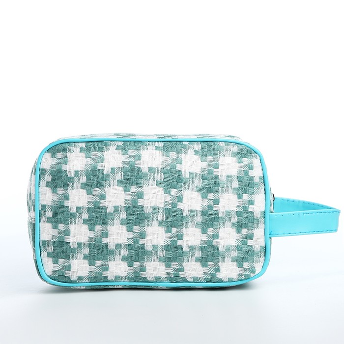 фото Косметичка на молнии, цвет белый/зелёный