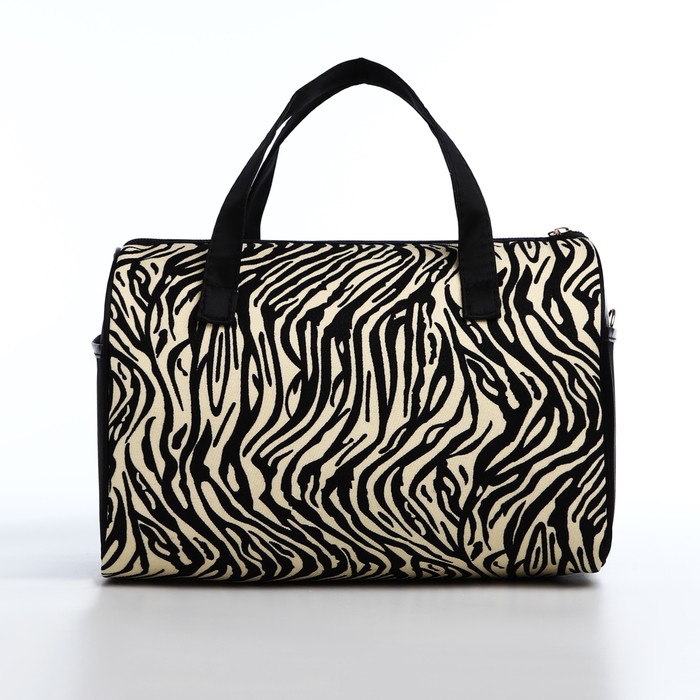 фото Косметичка на молнии, цвет чёрный/бежевый