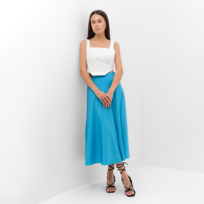 фото Юбка женская на запах mist classic collection, р. s-m, голубой