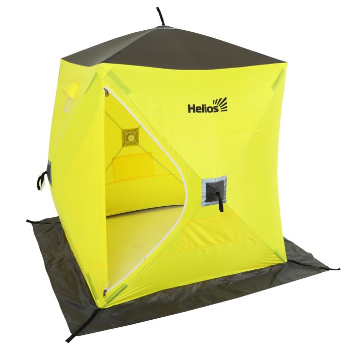 фото Палатка зимняя helios "куб", 1.8 х 1.8 м, цвет жёлтый/серый (hs-wsc-180yg)