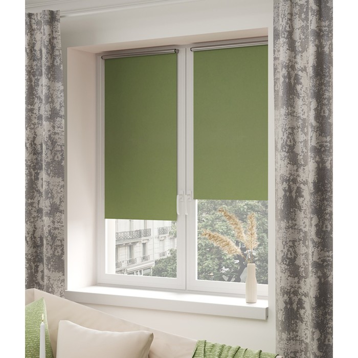 фото Штора рулонная блэкаут «сильвер», 120х175 см, цвет зеленый legrand