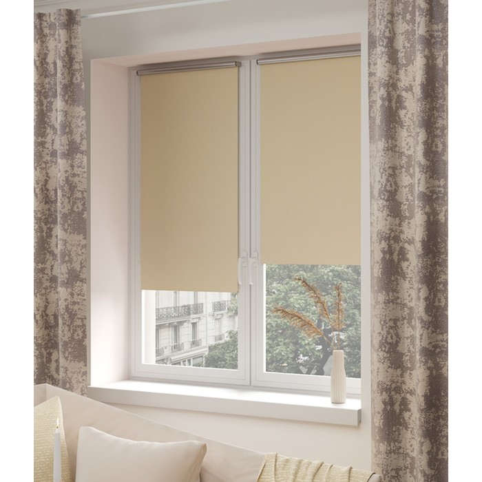 фото Штора рулонная блэкаут «сильвер», 38х175 см, цвет бежевый legrand