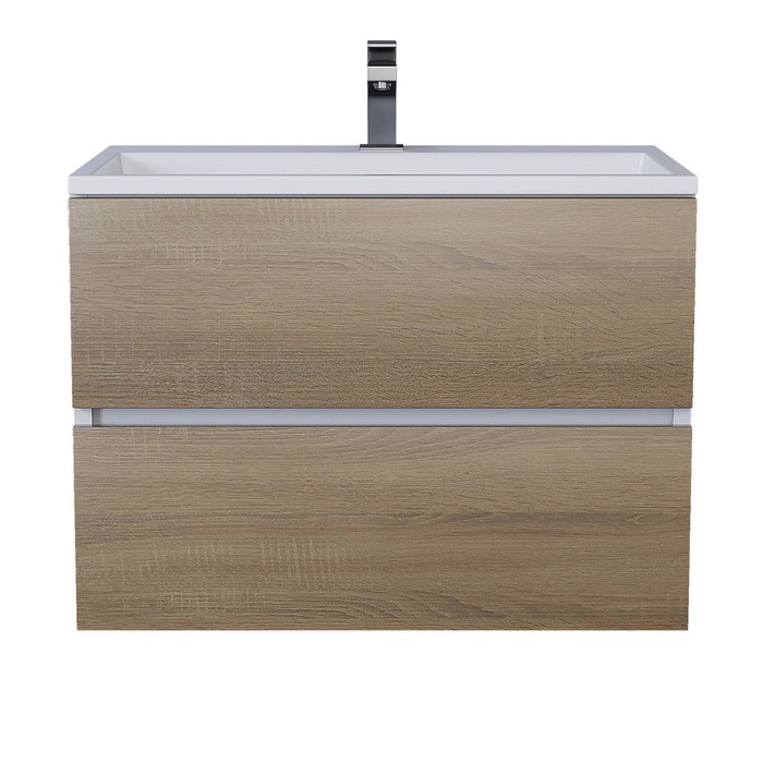 фото Тумба под раковину uperwood barsa 70 см, подвесная, белая, дуб сонома